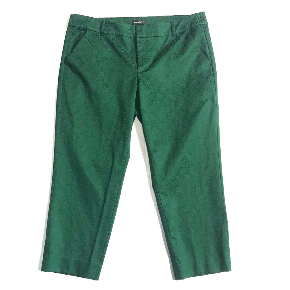 Green Patterned Lord and Taylor Dress Pants Sz 14